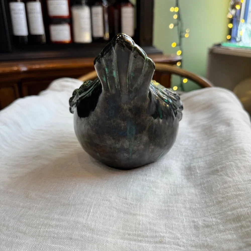 Decorative Ceramic Bird Figurine Teal Glaze Vintage Style Home Decor‎ Accent